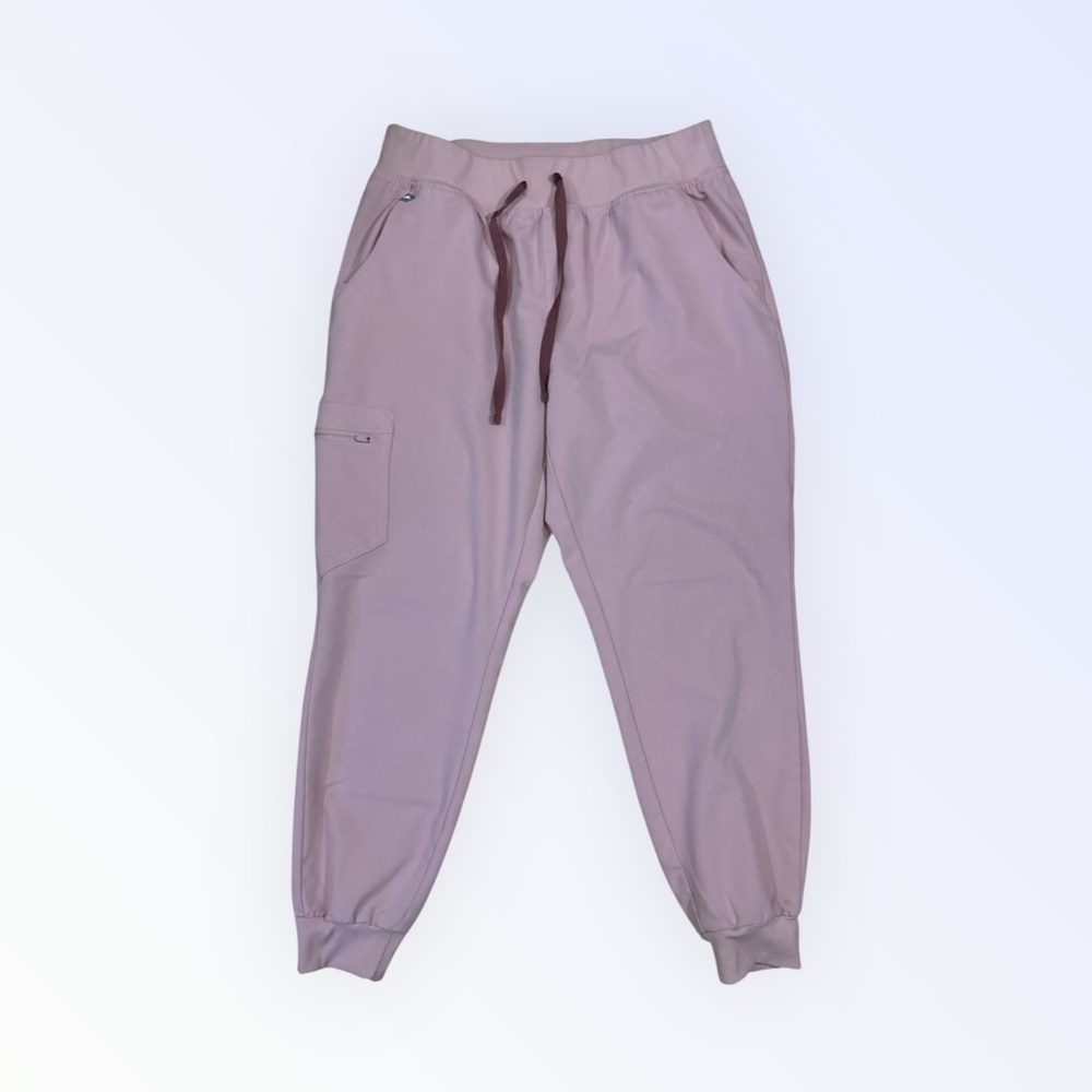 FIGS V-Neck Scrub Set Top & Jogger Pants PINK SAND - Picture 9 of 13
